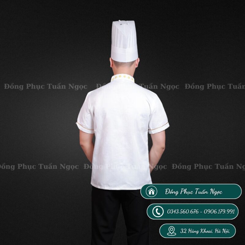 Áo bếp cộc tay màu trắng 13