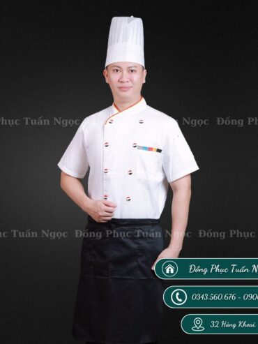 Áo bếp cộc tay màu trắng 15