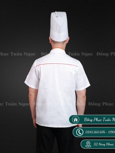 Áo bếp cộc tay màu trắng 15