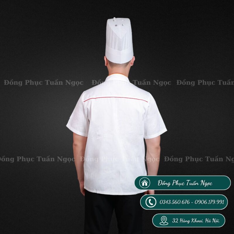 Áo bếp cộc tay màu trắng 15