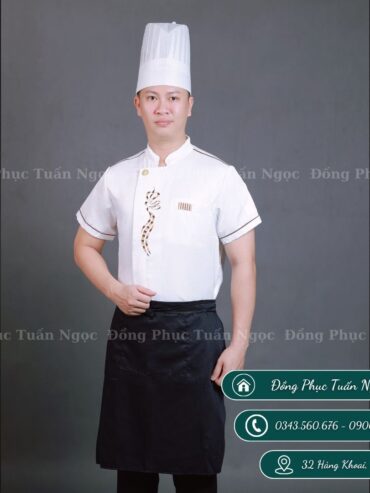 Áo bếp cộc tay màu trắng 16