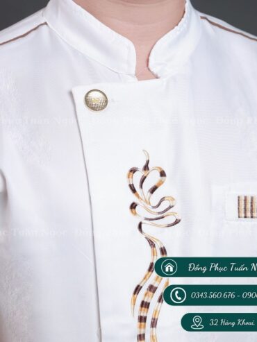 Áo bếp cộc tay màu trắng 16