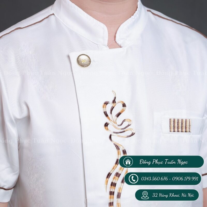 Áo bếp cộc tay màu trắng 16