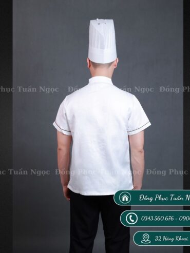Áo bếp cộc tay màu trắng 16