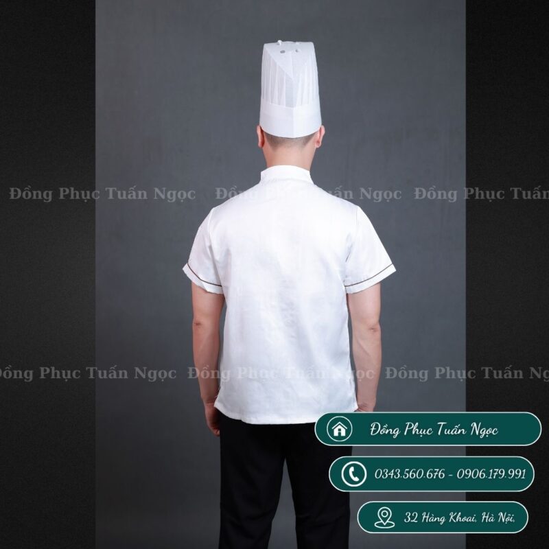 Áo bếp cộc tay màu trắng 16
