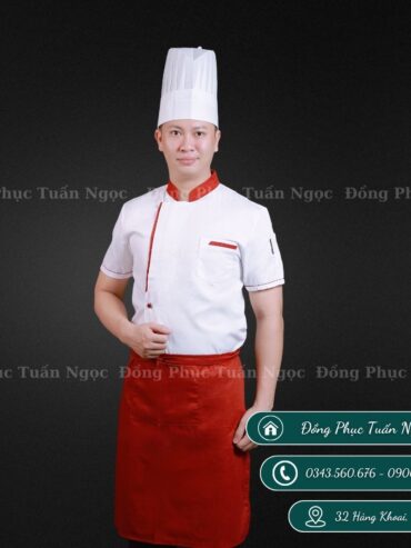 Áo bếp cộc tay màu trắng 17