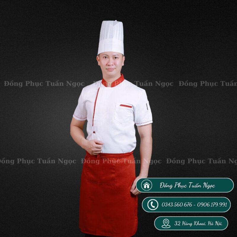 Áo bếp cộc tay màu trắng 17