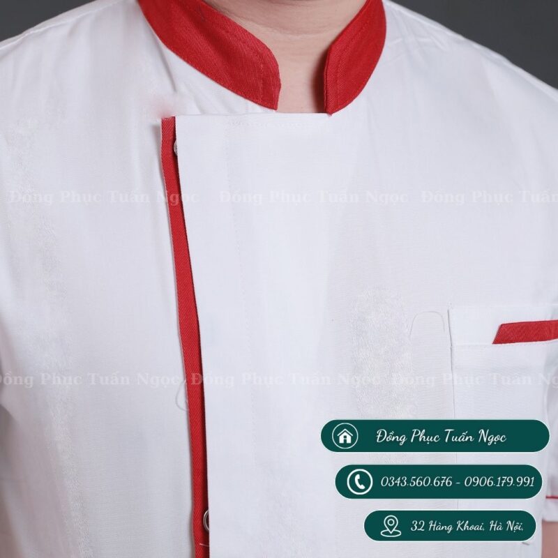 Áo bếp cộc tay màu trắng 17