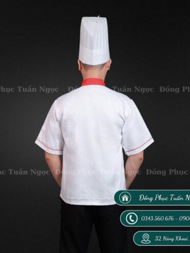 Áo bếp cộc tay màu trắng 17