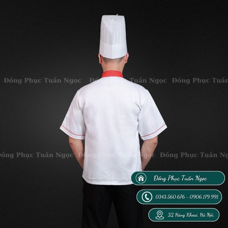 Áo bếp cộc tay màu trắng 17