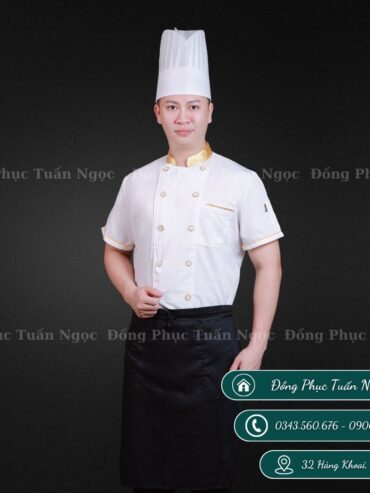 Áo bếp cộc tay màu trắng 18