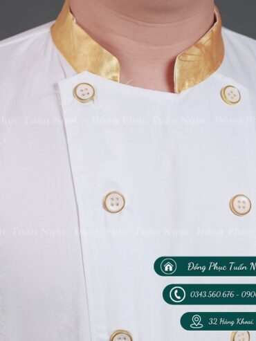 Áo bếp cộc tay màu trắng 18