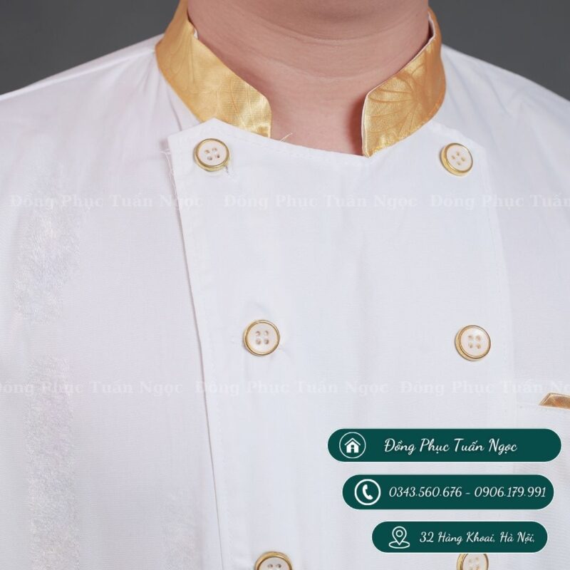 Áo bếp cộc tay màu trắng 18