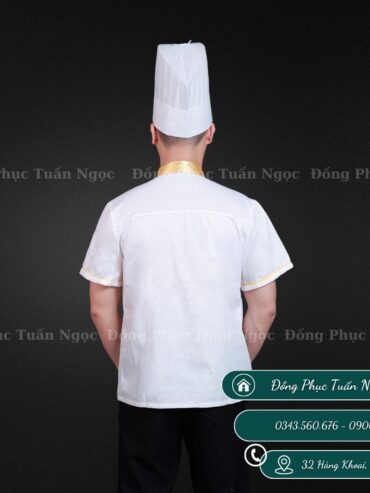 Áo bếp cộc tay màu trắng 18