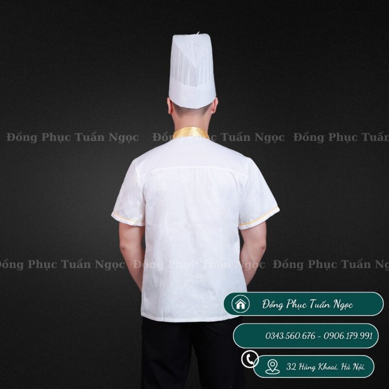 Áo bếp cộc tay màu trắng 18