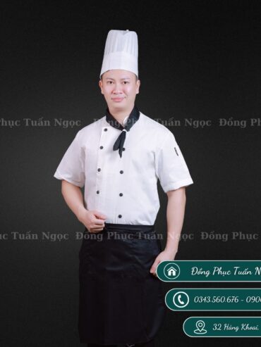 Áo bếp cộc tay màu trắng 19