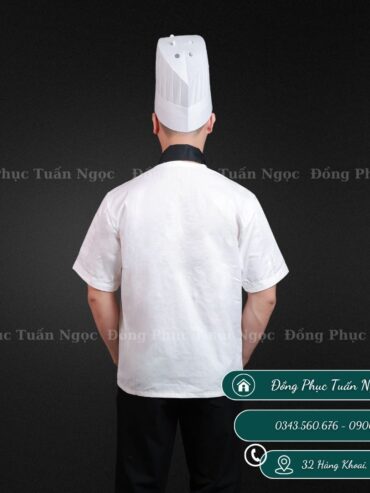 Áo bếp cộc tay màu trắng 19