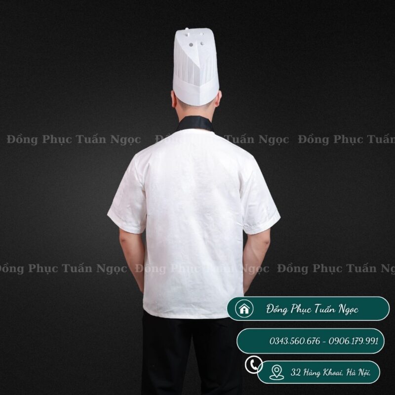 Áo bếp cộc tay màu trắng 19