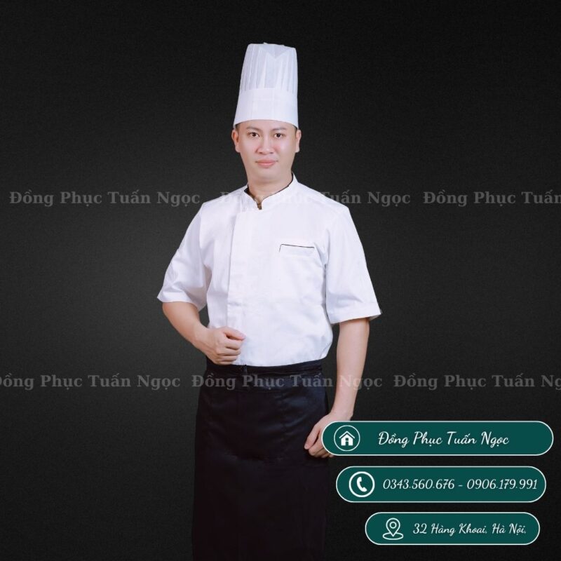 Áo bếp cộc tay màu trắng 20