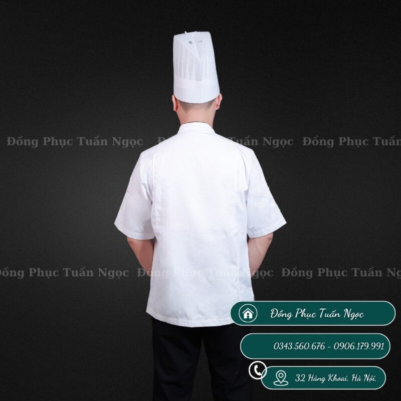 Áo bếp cộc tay màu trắng 20