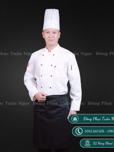 Áo bếp dài tay màu trắng 10