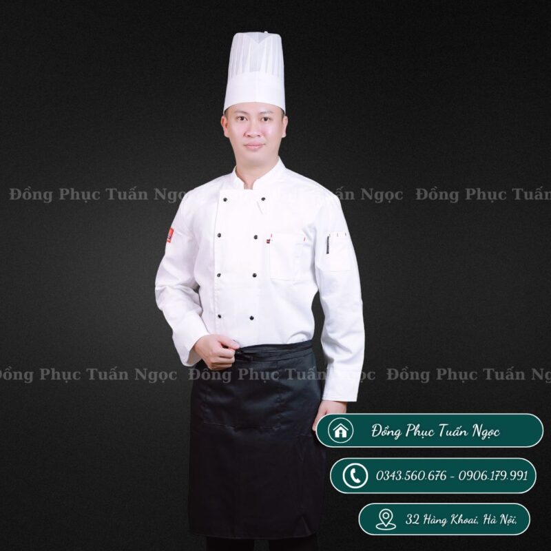 Áo bếp dài tay màu trắng 10