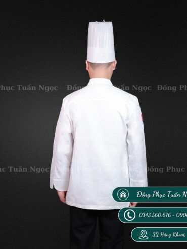 Áo bếp dài tay màu trắng 10