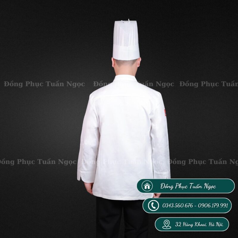 Áo bếp dài tay màu trắng 10