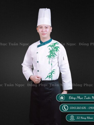 Áo bếp dài tay màu trắng 14