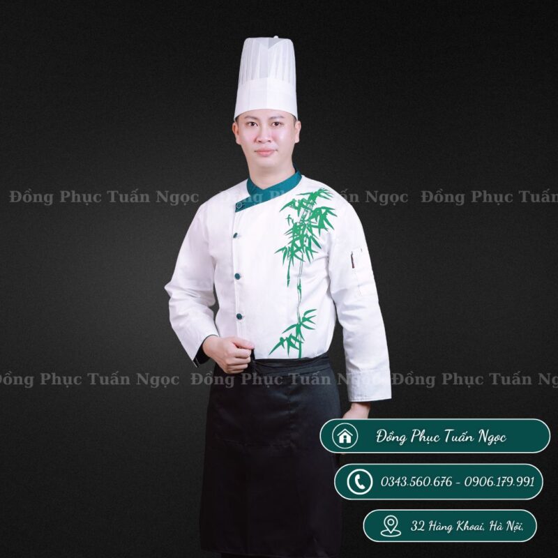 Áo bếp dài tay màu trắng 14