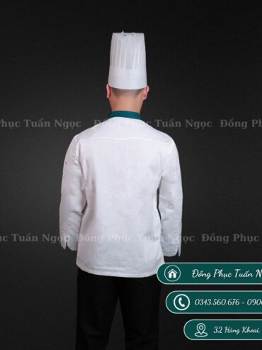 Áo bếp dài tay màu trắng 14