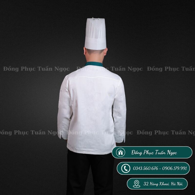 Áo bếp dài tay màu trắng 14