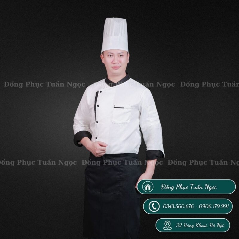 Áo bếp dài tay màu trắng 21 - 2