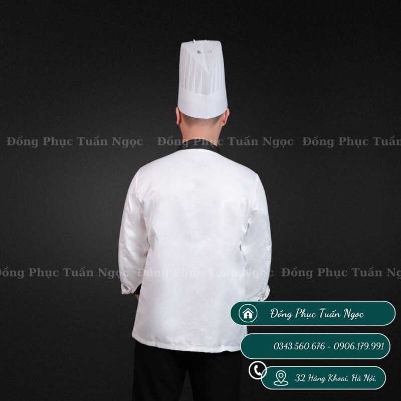 Áo bếp dài tay màu trắng 21 - 4