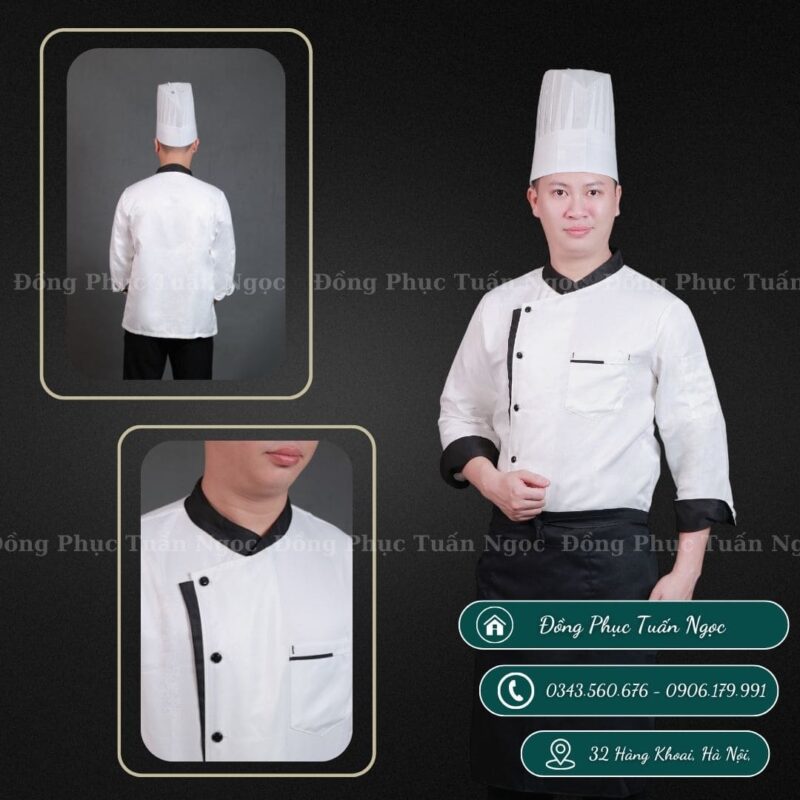 Áo bếp dài tay màu trắng 21 - 1