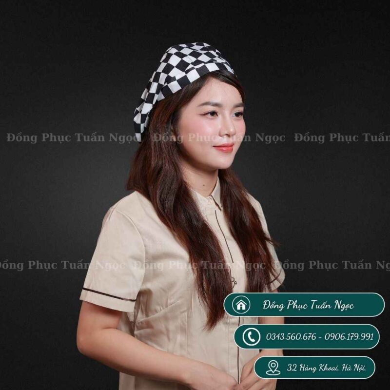 Mũ nhân viên Beret caro đen trắng 14 - 1