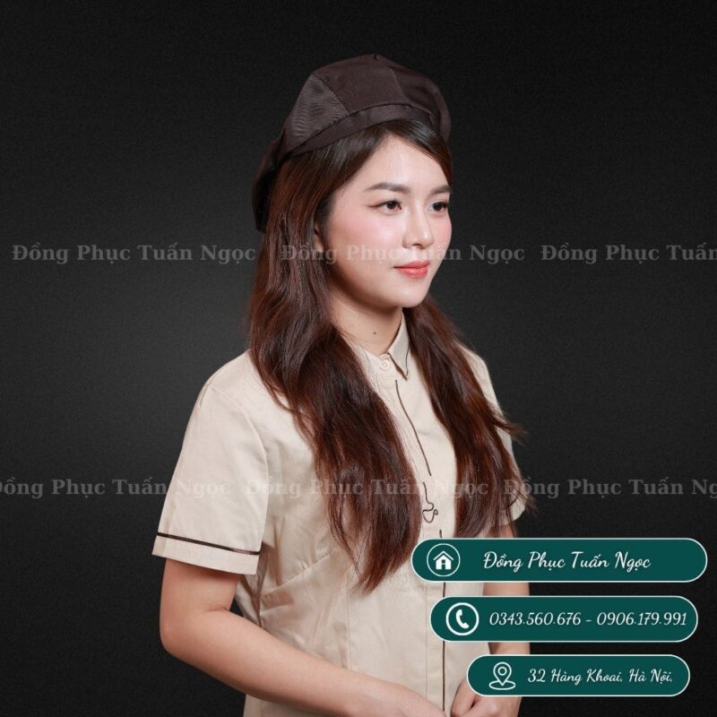 Mũ nhân viên nồi tròn màu nâu 07 - 1