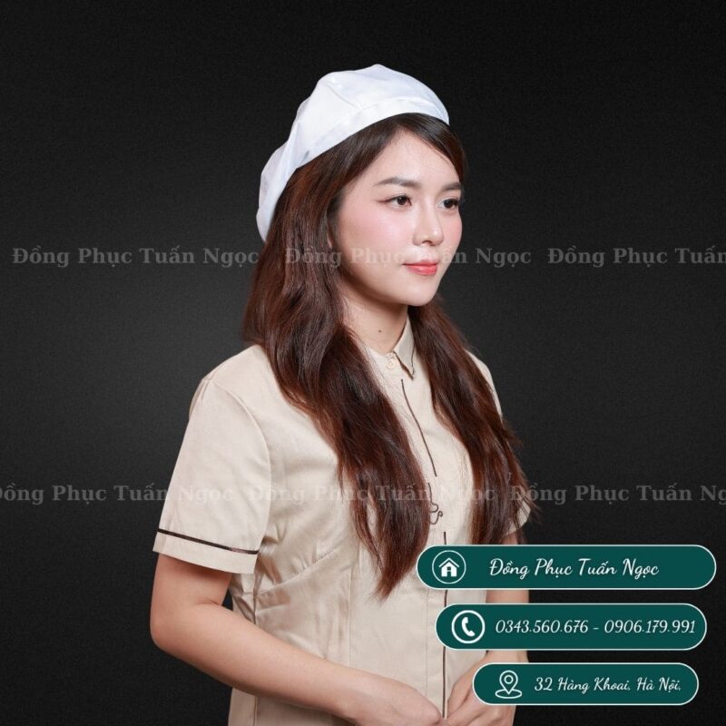 Mũ nhân viên nồi tròn màu trắng 09 - 1