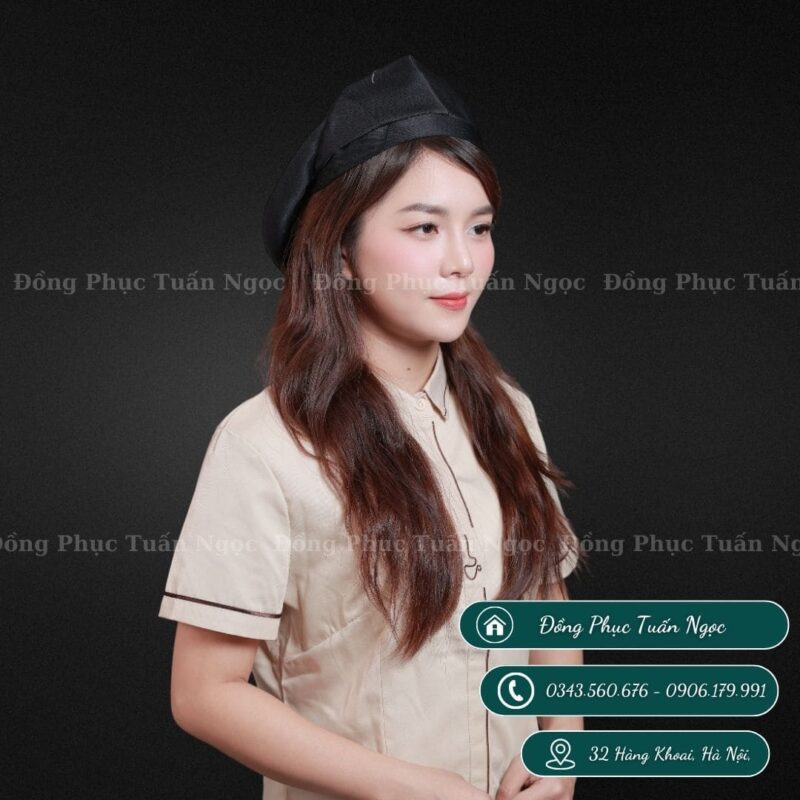 Mũ nhân viên nón tròn màu đen 05 - 1