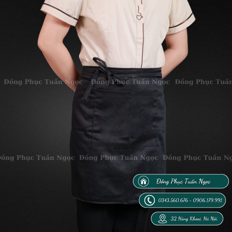 Tạp dề có túi màu đen mẫu 06