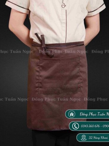 Tạp dề có túi màu nâu mẫu 01