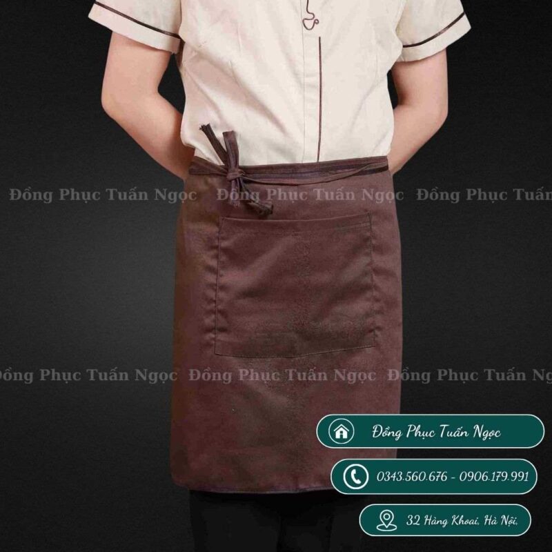 Tạp dề có túi màu nâu mẫu 01