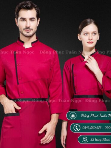 Áo bếp dài tay màu đỏ 40