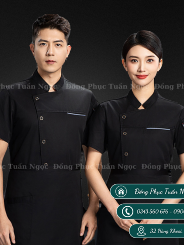 Áo bếp ngắn tay màu đen 29