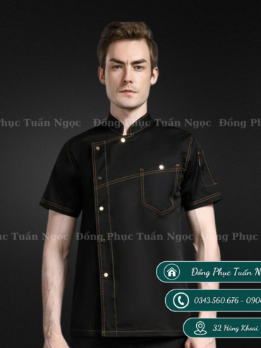 Áo bếp ngắn tay màu đen 32