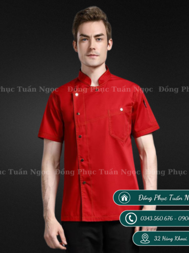 Áo bếp ngắn tay màu đỏ 36