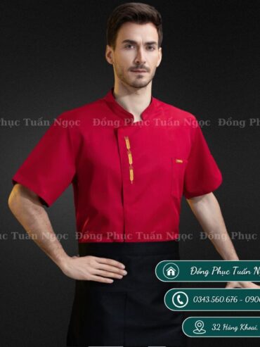 Áo bếp ngắn tay màu đỏ 45