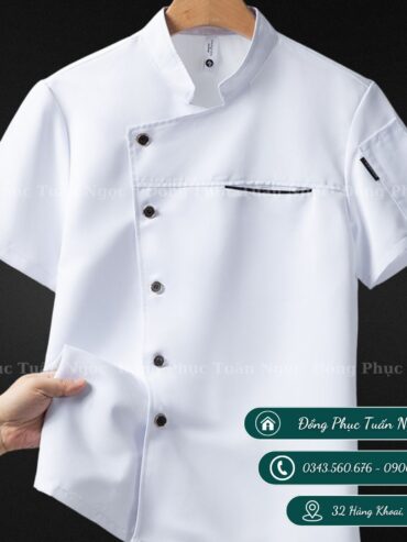 Áo bếp ngắn tay màu trắng 28