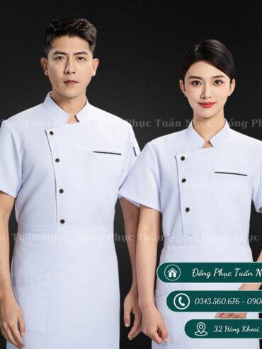 Áo bếp ngắn tay màu trắng 28