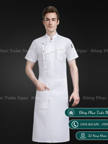 Áo bếp cộc tay màu trắng 34